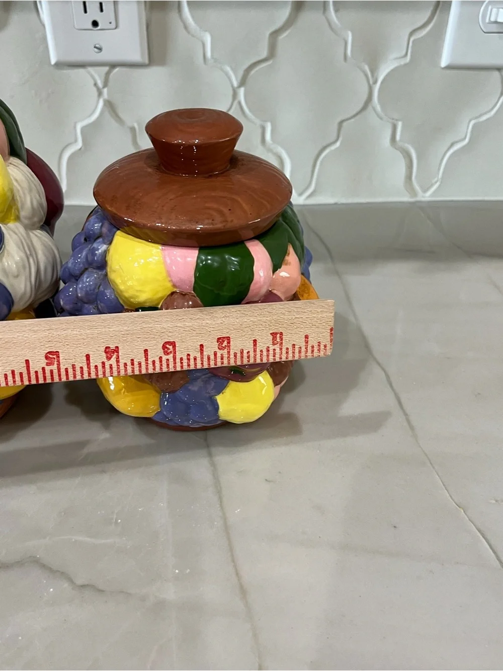 Vintage Colorful Ceramic Fruit Canister Set - Multicolor